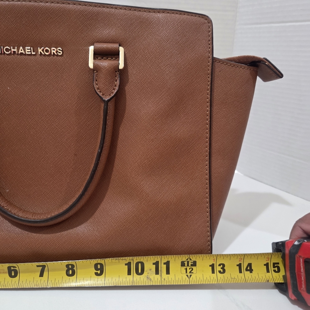 Michael Michael Kors Selma Large Leather Satchel Bag Luggage Brown AUTHENTC - Picture 17 of 17
